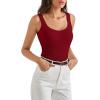 imageSUUKSESS Women Cotton Ribbed Built in Bra Tank Tops Summer Casual Basic TopWine Red