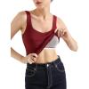 imageSUUKSESS Women Cotton Ribbed Built in Bra Tank Tops Summer Casual Basic TopWine Red