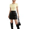 imageSUUKSESS Women Crew Neck Short Sleeve Thong Bodysuit Shirts Basic TopPale Yellow