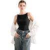 imageSUUKSESS Women Double Lined Boat Neck Tank Tops 2025 Y2K Going Out Basic Cami ShirtsBlack