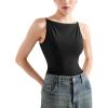 imageSUUKSESS Women Double Lined Boat Neck Tank Tops 2025 Y2K Going Out Basic Cami ShirtsBlack