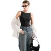 imageSUUKSESS Women Double Lined Boat Neck Tank Tops 2025 Y2K Going Out Basic Cami ShirtsBlack