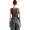 imageSUUKSESS Women Double Lined Boat Neck Tank Tops 2025 Y2K Going Out Basic Cami ShirtsBrown