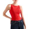 imageSUUKSESS Women Double Lined Boat Neck Tank Tops 2025 Y2K Going Out Basic Cami ShirtsRed