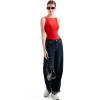 imageSUUKSESS Women Double Lined Boat Neck Tank Tops 2025 Y2K Going Out Basic Cami ShirtsRed