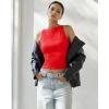 imageSUUKSESS Women Double Lined Boat Neck Tank Tops 2025 Y2K Going Out Basic Cami ShirtsRed