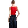 imageSUUKSESS Women Double Lined Boat Neck Tank Tops 2025 Y2K Going Out Basic Cami ShirtsRed
