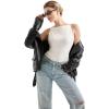 imageSUUKSESS Women Double Lined Boat Neck Tank Tops 2025 Y2K Going Out Basic Cami ShirtsWhite