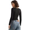 imageSUUKSESS Women Double Lined Casual V Neck Crop Tank Tops Basic Long Sleeve ShirtsBlack