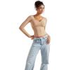 imageSUUKSESS Women Double Lined Casual V Neck Crop Tank Tops Basic Long Sleeve ShirtsChampagne