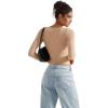 imageSUUKSESS Women Double Lined Casual V Neck Crop Tank Tops Basic Long Sleeve ShirtsChampagne