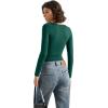 imageSUUKSESS Women Double Lined Casual V Neck Crop Tank Tops Basic Long Sleeve ShirtsDark Green