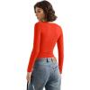 imageSUUKSESS Women Double Lined Casual V Neck Crop Tank Tops Basic Long Sleeve ShirtsRed