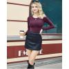 imageSUUKSESS Women Double Lined Fitted Basic T Shirts Crew Neck Long Sleeve Crop TopPlum