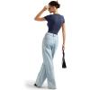 imageSUUKSESS Women Double Lined Fitted Basic Tee Crew Neck Short Sleeve Y2K Crop TopNavy Blue