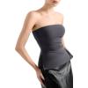 imageSUUKSESS Women Double Lined Going Out Trendy Tube Tops Side Split Sexy Tank TopsAsh