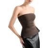 imageSUUKSESS Women Double Lined Going Out Trendy Tube Tops Side Split Sexy Tank TopsBrown