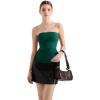 imageSUUKSESS Women Double Lined Going Out Trendy Tube Tops Side Split Sexy Tank TopsDeep Green