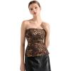imageSUUKSESS Women Double Lined Going Out Trendy Tube Tops Side Split Sexy Tank TopsDeep Leopard