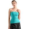 imageSUUKSESS Women Double Lined Going Out Trendy Tube Tops Side Split Sexy Tank TopsEmerald Black