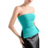 imageSUUKSESS Women Double Lined Going Out Trendy Tube Tops Side Split Sexy Tank TopsEmerald Black