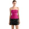 imageSUUKSESS Women Double Lined Going Out Trendy Tube Tops Side Split Sexy Tank TopsHot Pink