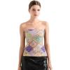 imageSUUKSESS Women Double Lined Going Out Trendy Tube Tops Side Split Sexy Tank TopsMandala Patchwork Cream