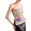 imageSUUKSESS Women Double Lined Going Out Trendy Tube Tops Side Split Sexy Tank TopsMandala Patchwork Cream
