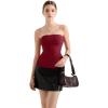 imageSUUKSESS Women Double Lined Going Out Trendy Tube Tops Side Split Sexy Tank TopsWine