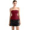 imageSUUKSESS Women Double Lined Going Out Trendy Tube Tops Side Split Sexy Tank TopsWine