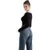 imageSUUKSESS Women Long Sleeve Ribbed V Neck Polo Shirts Collared Business Casual Slim Fitted Tops for Office WorkBlack1