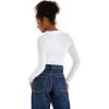 imageSUUKSESS Women Long Sleeve Ribbed V Neck Polo Shirts Collared Business Casual Slim Fitted Tops for Office WorkWhite