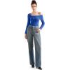 imageSUUKSESS Women One Off The Shoulder Winter Tank Tops Ruched Long Sleeve Shirts2 Sapphire