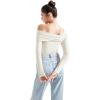 imageSUUKSESS Women One Off The Shoulder Winter Tank Tops Ruched Long Sleeve Shirts2 White