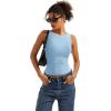 imageSUUKSESS Women Padded Open Back Boat Neck Tank Tops Double Lined Basic ShirtsBaby Blue