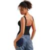 imageSUUKSESS Women Padded Open Back Boat Neck Tank Tops Double Lined Basic ShirtsBlack