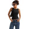 imageSUUKSESS Women Padded Open Back Boat Neck Tank Tops Double Lined Basic ShirtsBlack