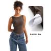 imageSUUKSESS Women Padded Open Back Boat Neck Tank Tops Double Lined Basic ShirtsBrown