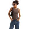 imageSUUKSESS Women Padded Open Back Boat Neck Tank Tops Double Lined Basic ShirtsBrown
