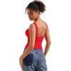 imageSUUKSESS Women Padded Open Back Boat Neck Tank Tops Double Lined Basic ShirtsRed