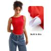 imageSUUKSESS Women Padded Open Back Boat Neck Tank Tops Double Lined Basic ShirtsRed
