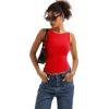 imageSUUKSESS Women Padded Open Back Boat Neck Tank Tops Double Lined Basic ShirtsRed