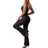 imageSUUKSESS Women Ribbed Flare One Piece Jumpsuits Seamless Padded Sexy Jumpsuit1 Black 30