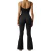 imageSUUKSESS Women Ribbed Flare One Piece Jumpsuits Seamless Padded Sexy Jumpsuit1 Black 30