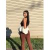 imageSUUKSESS Women Ribbed Flare One Piece Jumpsuits Seamless Padded Sexy Jumpsuit1 Brown 30