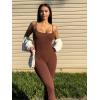 imageSUUKSESS Women Ribbed Flare One Piece Jumpsuits Seamless Padded Sexy Jumpsuit1 Brown 30