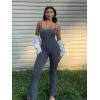 imageSUUKSESS Women Ribbed Flare One Piece Jumpsuits Seamless Padded Sexy Jumpsuit1 Grey 30