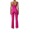 imageSUUKSESS Women Ribbed Flare One Piece Jumpsuits Seamless Padded Sexy Jumpsuit1 Hot Pink 30