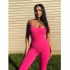 imageSUUKSESS Women Ribbed Flare One Piece Jumpsuits Seamless Padded Sexy Jumpsuit1 Hot Pink 30