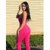 imageSUUKSESS Women Ribbed Flare One Piece Jumpsuits Seamless Padded Sexy Jumpsuit1 Hot Pink 30